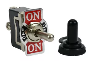20A 125V Toggle Switch (ON)-OFF-(ON) SPDT 3 Terminal Momentary 2 SIDE+Boot - Picture 1 of 5
