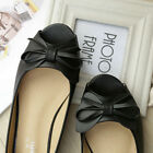 Women's Open Toe Flats Bow Soft Comfortable Walking Sweet Black Shoes Sandals