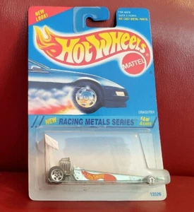 1995 Hot Wheels #340 Racing Metals Series 4/4 DRAGSTER Chrome White-Wing - Picture 1 of 2