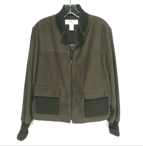 Norton Studios Jacket Dark Brown Womens Sz 14 Zip Up 2-Pocket Polyester Blend  - Picture 1 of 7