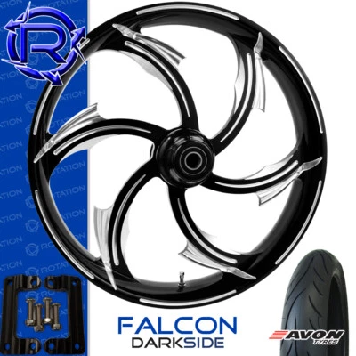 Rueda de motocicleta Rotation Falcon DarkSide paquete Kawasaki Vaquero Vulcan 21" Foto 1 de 3