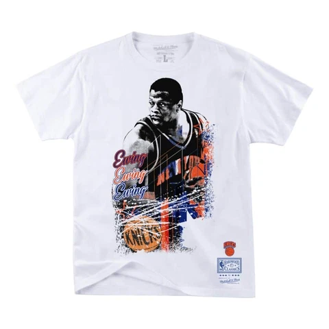 Mitchell & Ness White NBA New York Knicks Patrick Ewing Player Burst T-Shirt - S Cover