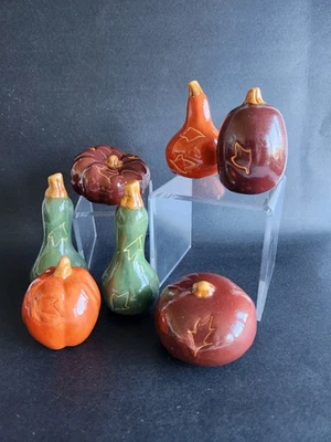 Pier 1 Imports Decorative Fall 7 Pumpkins Squash Gourd Ceramic Autumn Multicolor - Image 1 of 4