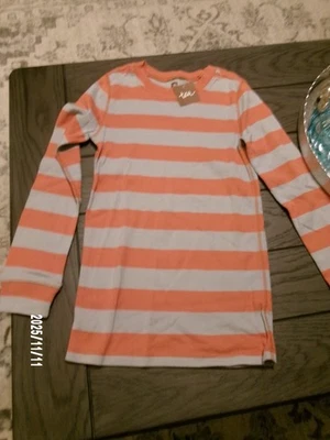 NUEVA COLECCIÓN DE TÉ Top a Rayas L/S - NARANJA Y GRIS - NUEVO CON ETIQUETAS Niñas 12 #6F22131 Foto 1 de 4