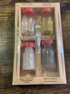 Israel Wood Cross, Holy Water, Bethlehem Oil, Frankincense, Earth From Jerusalem - Picture 1 of 3