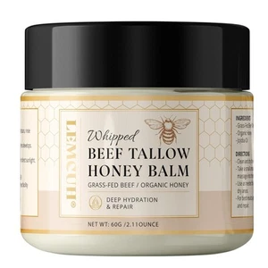 100% Grass Fed Beef Tallow Balm Natural Moisturizer w Organic Honey for Dry Skin - Picture 1 of 6