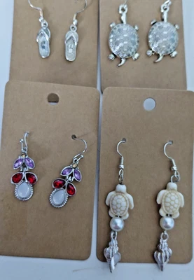 Lote de 4 Pendientes Colgantes Gancho Colgantes Chanclas Playa Tortuga Concha NUEVO A10 Foto 1 de 4