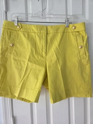 Pantalones Cortos Chinos Talbots Talla 14 Amarillo Brillante Bolsillos Laterales 7” Entrepierna Elastizados Usados en Excelente Condición Foto 1 de 4