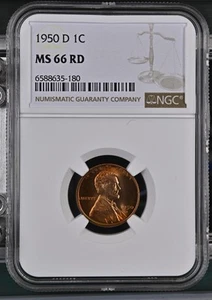 1950 D Lincoln Wheat Cent NGC MS-66 RD Toner! - Picture 1 of 2