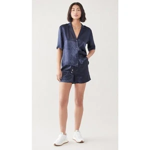 SCOTCH & SODA Women's Jacquard Elastic Shorts Large Blue Night Drawstring NWT - Picture 1 of 14