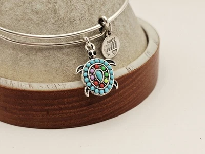 Alex & Ani "Silver Beaded 🌊 Sea Turtle 🐢 Ocean Charm ❤️ Bangle Bracelet  ✨️ - Image 1 of 4