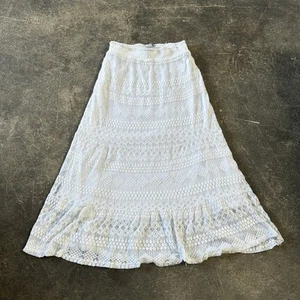 Vintage J. Gee Maxi Skirt Size M White Boho Casual Summer Long Waist 26 - Picture 1 of 8