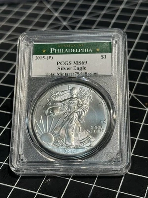 2015-(P) Silver Eagle $1 PCGS MS69 Struck At Philadelphia Label - Image 1 of 2