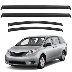 Tape-On Dark Tinted Side Window Visor Rain Guards For 11-20 Toyota Sienna - Picture 1 of 13