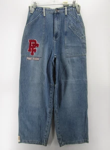 VINTAGE Phat Farm Jeans Boys 20 Blue Carpenter Hip Hop Baggy Y2K Streetwear NWT* - Picture 1 of 16
