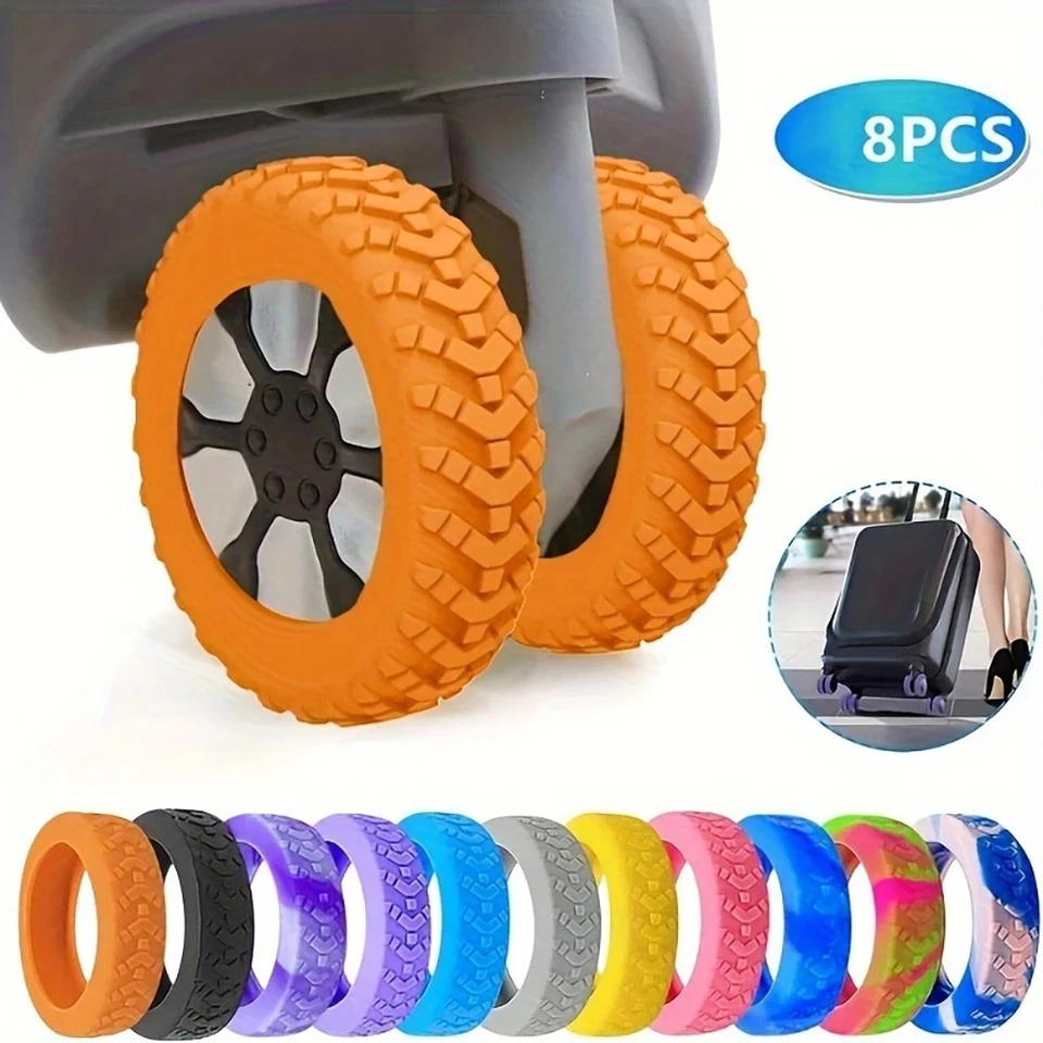 8Pcs Silicone Luggage Wheel Covers Suitcase Protector Wheels Protection Sleeve - image 1 of 4