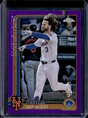 2025 Topps Chrome LogoFractor Jesse Winker Purple Refractor #100/250 Mets - Image 1 of 2