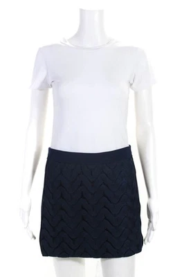 Saia Diane Von Furstenberg Feminina Mini Forrada Geométrica com Zíper Azul Marinho Tamanho 4 - Imagem 1 de 4