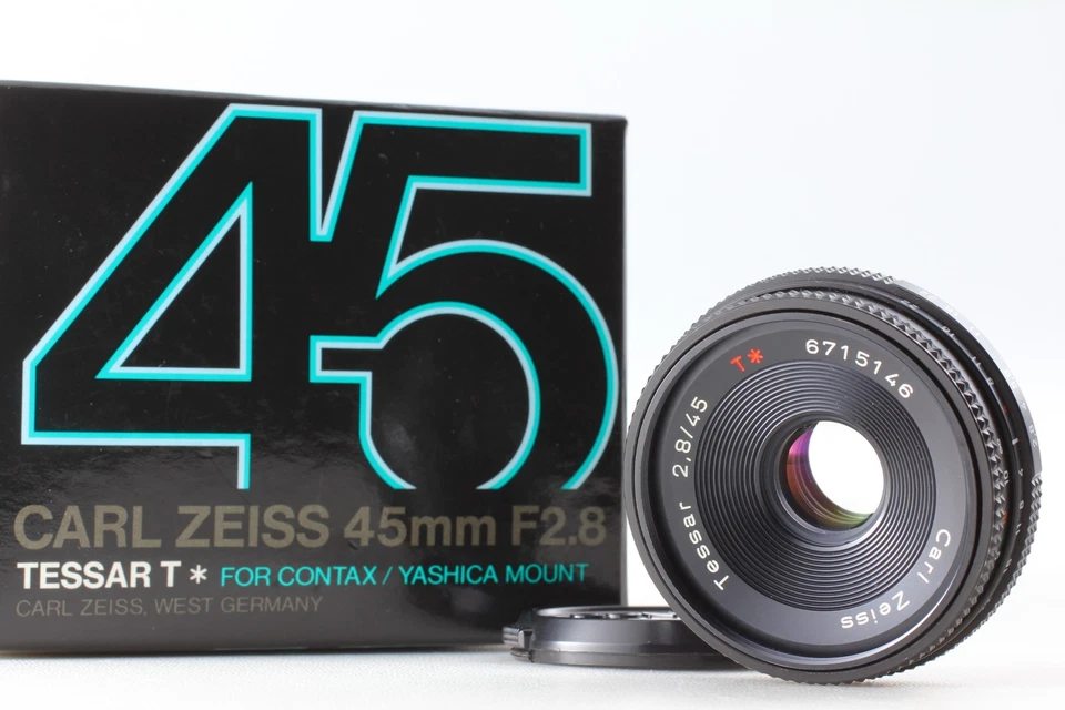NEAR MINT IN BOX Contax Carl Zeiss Tessar 45mm f2.8 AEJ C/Y Pancake Lens JAPAN - Image 1 of 4