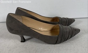 J.Renee Gray Suede Pointed Toe Slip On Stiletto Pump Womens Heels Size 9W - Picture 1 of 6