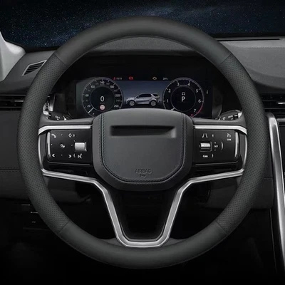 For Land Rover All Cars Black 15"38cm Genuine Leather Steering Wheel Cover Foto 1 de 4