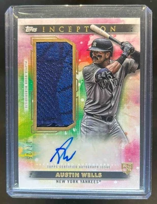2024 Topps Inception Austin Wells Auto Game Sock Relic Card Jersey RC #17/25 - Image 1 of 2