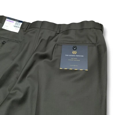 Pantalones de vestir de lana caqui para hombre 38 pantalones de sala de club ligeros nuevos con etiquetas Foto 1 de 4