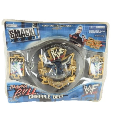 Ремень захвата Jakks WWF Wrestlemania The Rock Braaha Bull - запечатанный винтажный 1999 г.  - Изображение 1 из 4