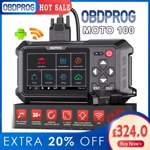 OBDPROG MOTO 100 Motorcycle OBD2 Scanner All System Diagnostic Tool UK Readers - Picture 1 of 11