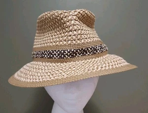 Eric Javits New York Woven Fedora Hat Beige UPF 50+ Packable - Picture 1 of 12