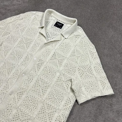 Abercrombie Fitch Mens Sweater Polo Button Up Camp Collar Size XL Off White - Image 1 of 4
