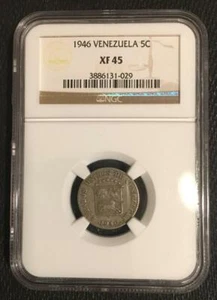 1946 Venezuela 5 Centimos Coin NGC XF 45 {PUYA} - Picture 1 of 4