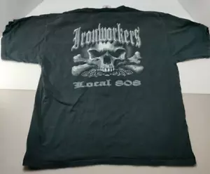 Vintage Iron workers local 808 Union Made t-shirt Mens 2XL Skulls made in usa - Picture 1 of 8