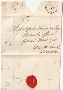 1788/1825 WALES - 2 DIFF CARMARTHEN PMK WRAPPER & E/L TO BOUNTY OFFICE LONDON - Picture 1 of 5