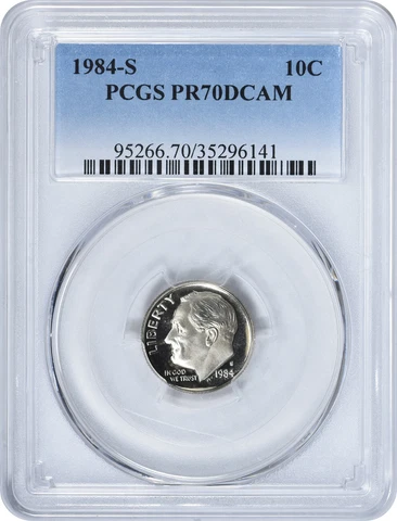 1984-S Roosevelt Dime PR70DCAM PCGS Cover