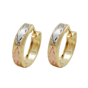Par Aros 12x3mm Tricolor De 375 Oro Amarillo Rodanizado en Parte Dorado Rojo - Imagen 1 de 2