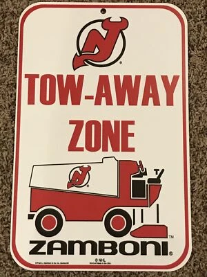 Letrero de cueva de hombre de garaje de pared zona de remolque zamboni de los New Jersey Devils de la NHL Zamboni 11"x17" Foto 1 de 2