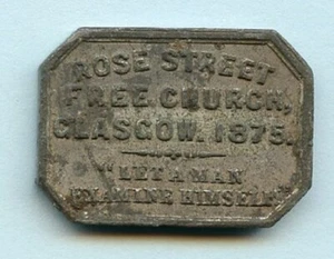 ROSE STRASSE FREIE KIRCHE GLASGOW SCHOTTISCHE KOMMUNION KIRCHENZEICHEN 1875 - Bild 1 von 2