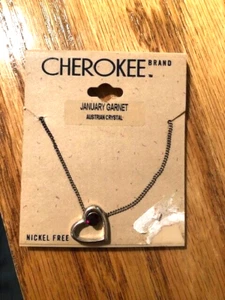 Vintage Cherokee Halskette Januar Granat Herz. Österreichischer Kristall. Neu mit Etikett 2001 - Bild 1 von 3