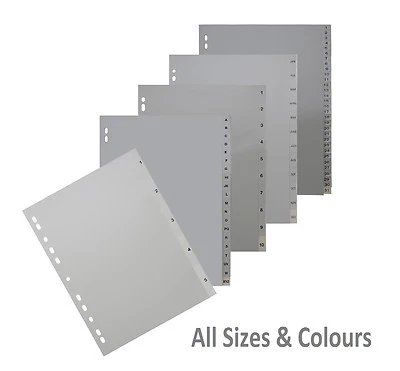 Polypropylene Dividers - PVC Plastic Tabbed Index File - All Sizes & Colours
