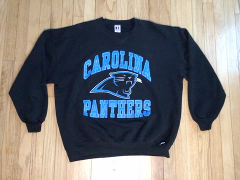 Vintage Men’s Carolina Panthers Black Crewneck Sweatshirt XXL Russell Athletic Cover