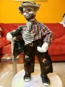 Rarissimo Pagliaccio D'epoca clown di ceramica e corpo in panno Anni50 Alto50cm - Foto 1 di 12