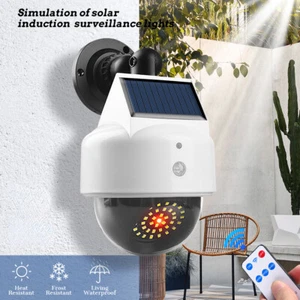 Solar Dummy Security Camera Fake LED Wall Light Outdoor Motion Sensor Flood Lamp - Picture 1 of 16