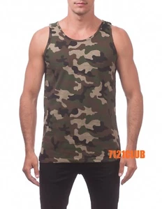PRO CLUB TANK TOP MENS SLEEVELESS MUSCLE SHIRT PROCLUB PLAIN CAMO T SHIRTS S-5XL - Picture 1 of 32