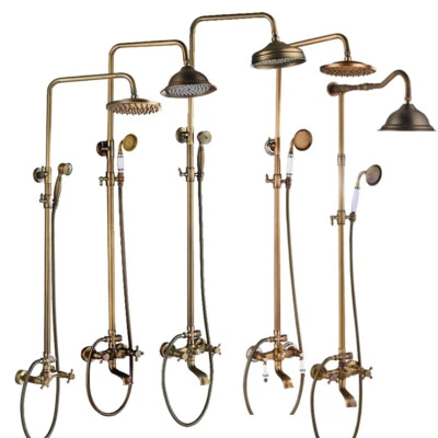 Duschsystem mit 8" Duschkopf Retro Duscharmatur Regendusche Duschset Handbrause - Bild 1 von 3