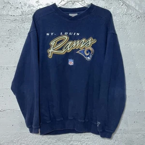 VTG St Louis Rams Men's Reebok Embroidered Crew Sweatshirt Navy Blue NFL Size L - Picture 1 of 8