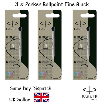 2X GENUINE PARKER BALLPOINT REFILL INK FINE In BLACK Or BLUE | UK - Foto 9