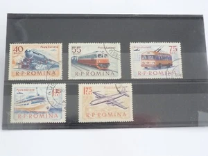 Romania 1963 transport stamps (5). Featuring trains, aircraft and ship. - Picture 1 of 4