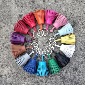 Real Leather Tassel Fringe Keychain Key Chain Women Bag Charm Backpack Pendant - Picture 1 of 25