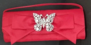 Hollywould for Target Red Satin Bow/ Butterfly Clutch Purse W/ Leopard Animal Pr - Picture 1 of 12